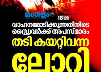 ​ഡ്രൈവർക്ക് അപസ്മാരം; തടി ലോറി വൈദ്യുതി തൂണിലിടിച്ച് മറിഞ്ഞു, ഒഴിവായത് വൻ ദുരന്തം
