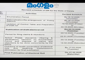 പെരുമ്പാവൂർ: വോട്ടർ പട്ടിക പുതുക്കൽ സംബന്ധിച്ച് നാളെ സംയുക്ത യോഗം