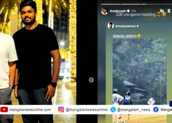 ‘നീ അല്ല സഞ്ജു, അടുത്ത സിഎസ്കെ ഓപണർ ഞാനാടാ’; തന്റെ സിക്സർ ഷോട്ട് ഷെയർ ചെയ്ത സഞ്ജുവിന് ബേസിലിന്റെ മറുപടി