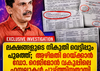 ​ലക്ഷങ്ങളുടെ നികുതി വെട്ടിപ്പും പുറത്ത്; അഴിമതി മറയ്ക്കാൻ ഡോ. റെജിമോൻ വകുപ്പിലെ ഫയലുകൾ പൂഴ്ത്തിയതായി ഔദ്യോഗിക റിപ്പോർട്ട്!